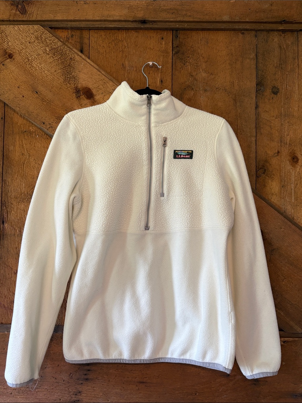 L.L. Bean Cream Sherpa Half-Zip Jacket